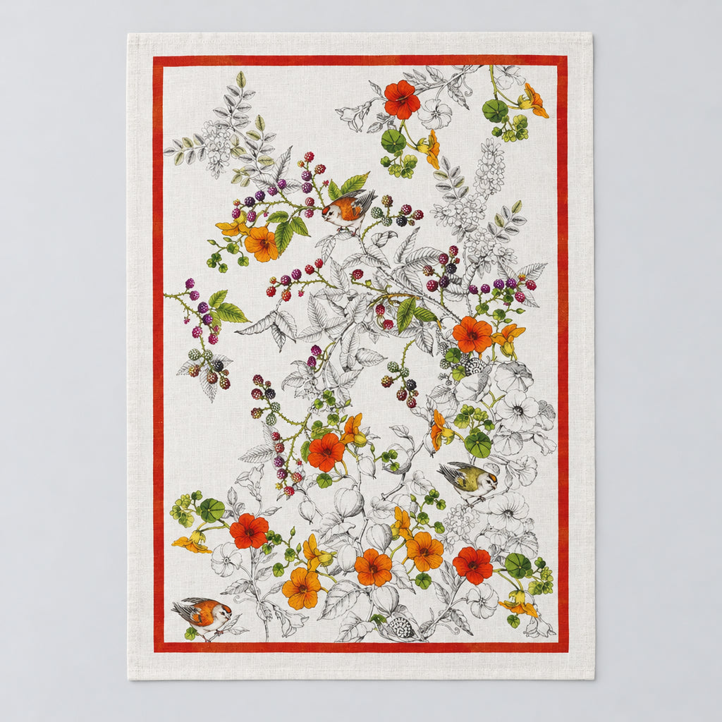 Gravure Orange Tea Towel (Linen)