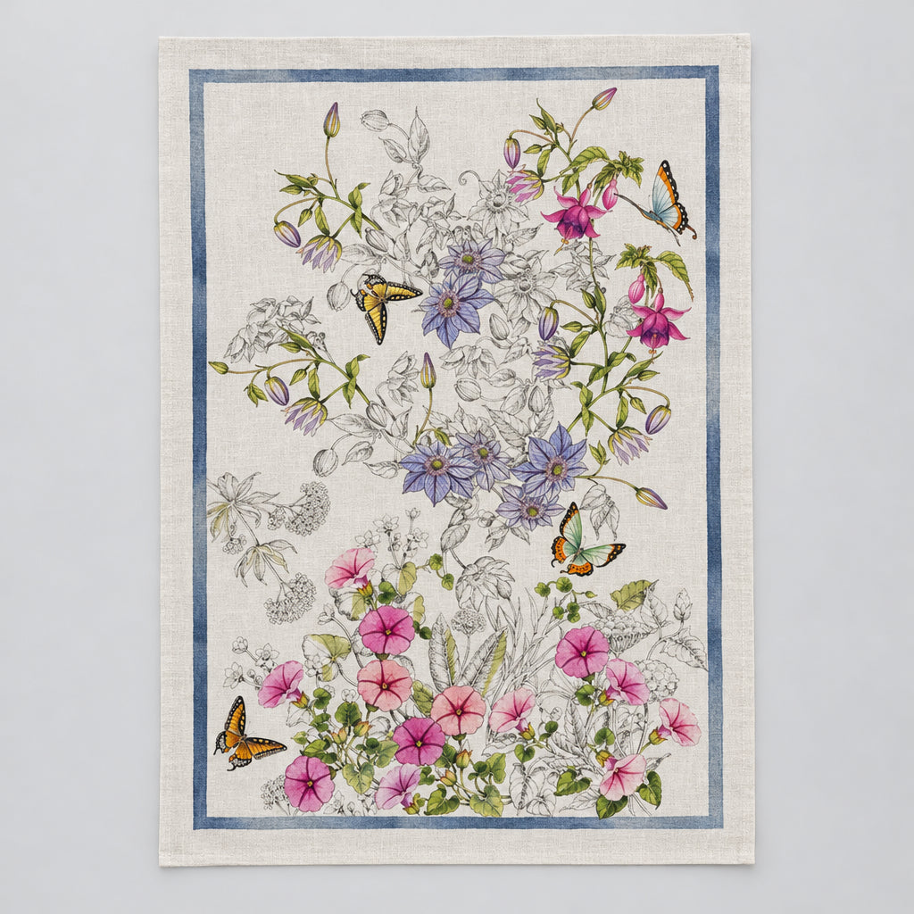 Gravure Bleu Tea Towel (Linen)