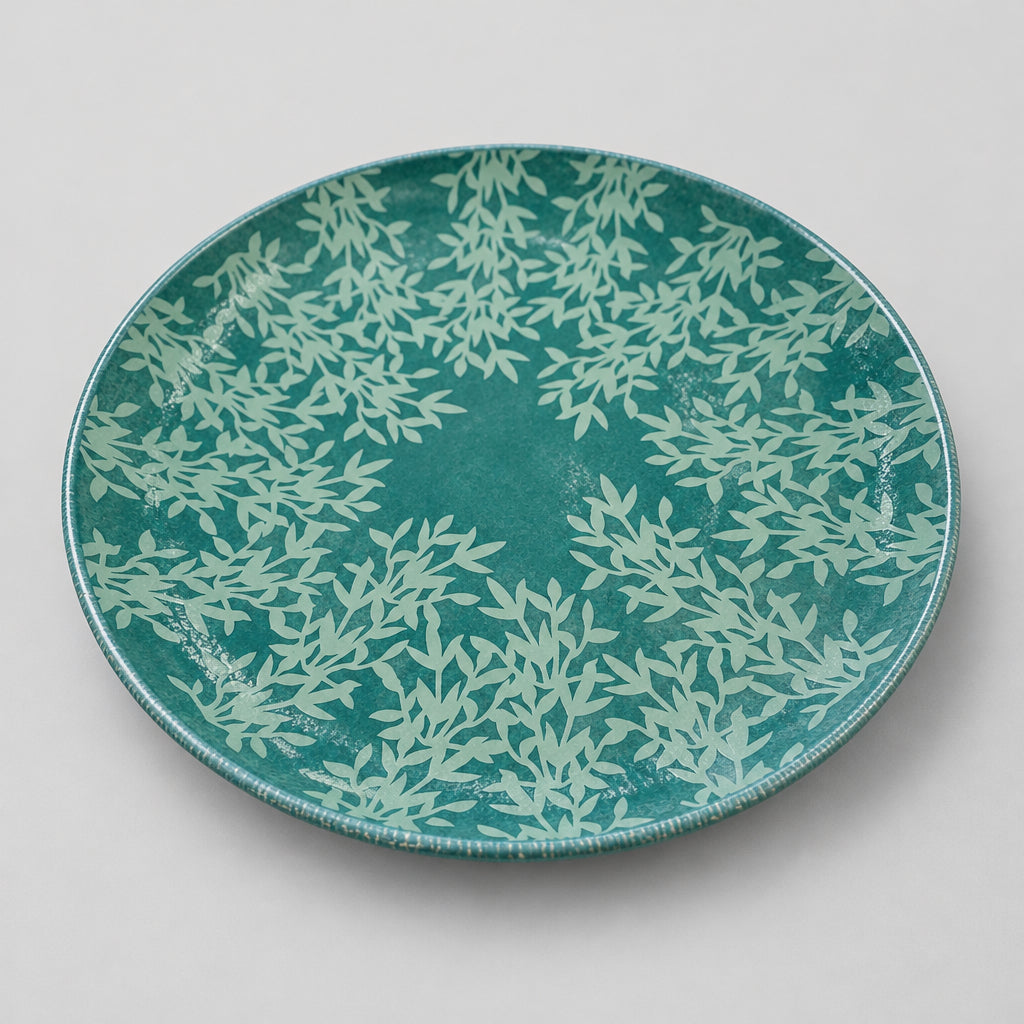 Large Platter (Aqua Base with Mint Leaves)
