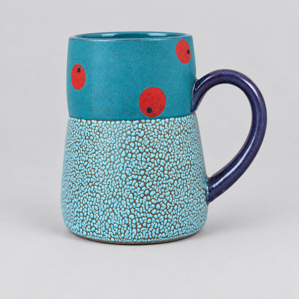 Coffee Mug (Blue with Red Dots)