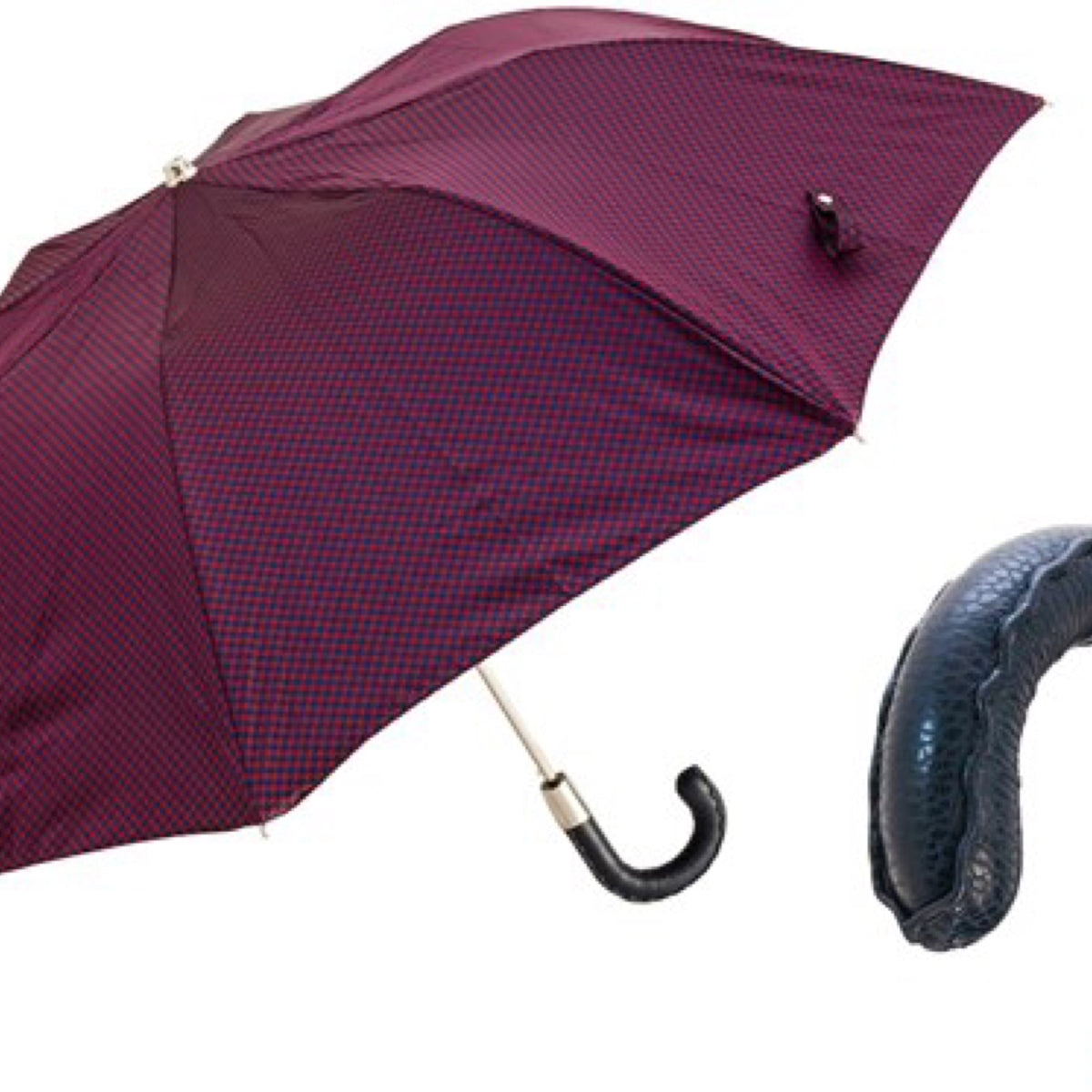 Folding Umbrella (Red and Navy Pied de Poule)