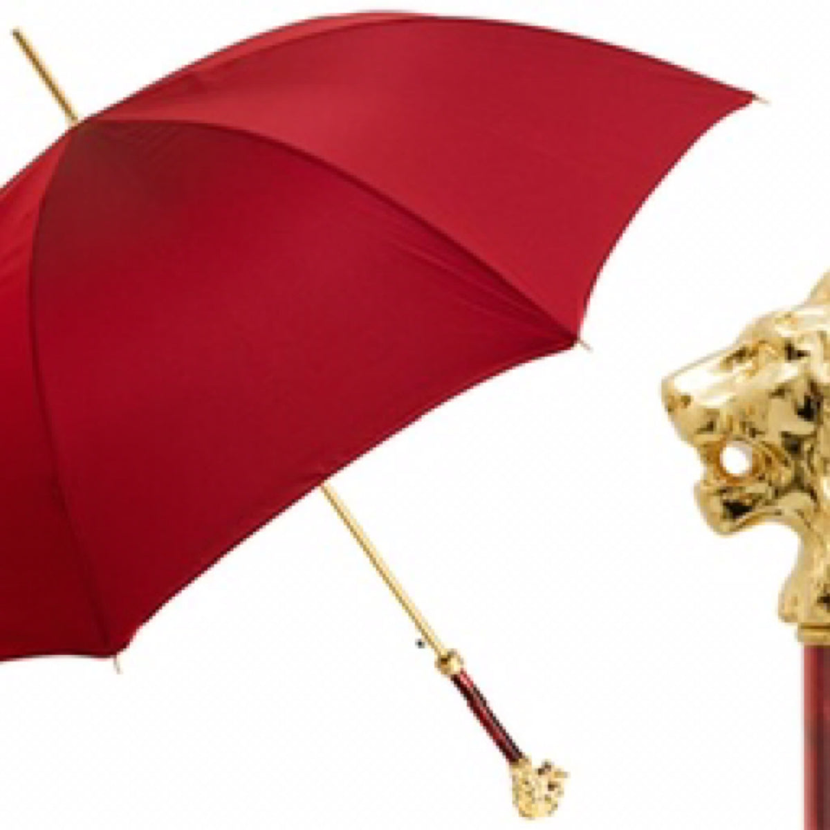 Umbrella (Red with Gold Lion Handle, Case and Ring)